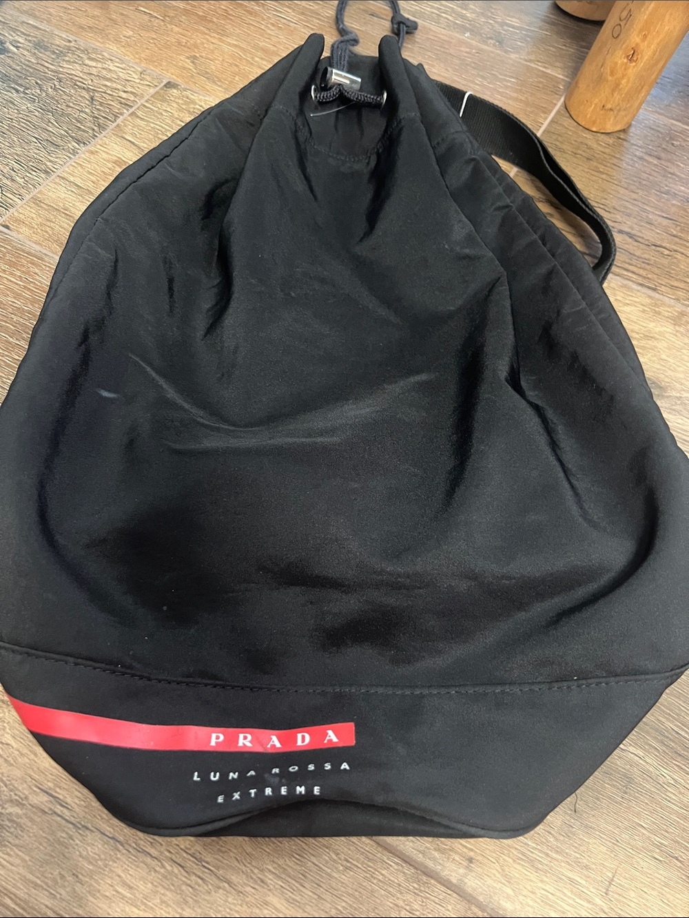 Prada Luna Rossa Extreme Black Nylon Drawstring Backpack Bag